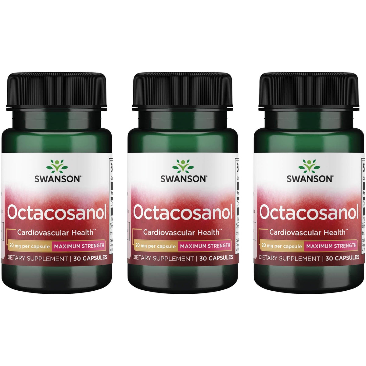 Swanson Octacosanol bottle with 30 capsules for cardiovascular support and cholesterol metabolism