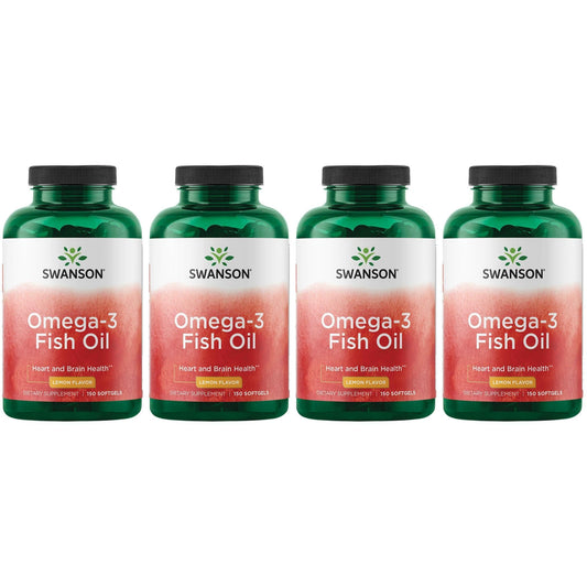 Swanson Omega-3 lemon-flavored bottle supports heart and brain function and joint wellness.