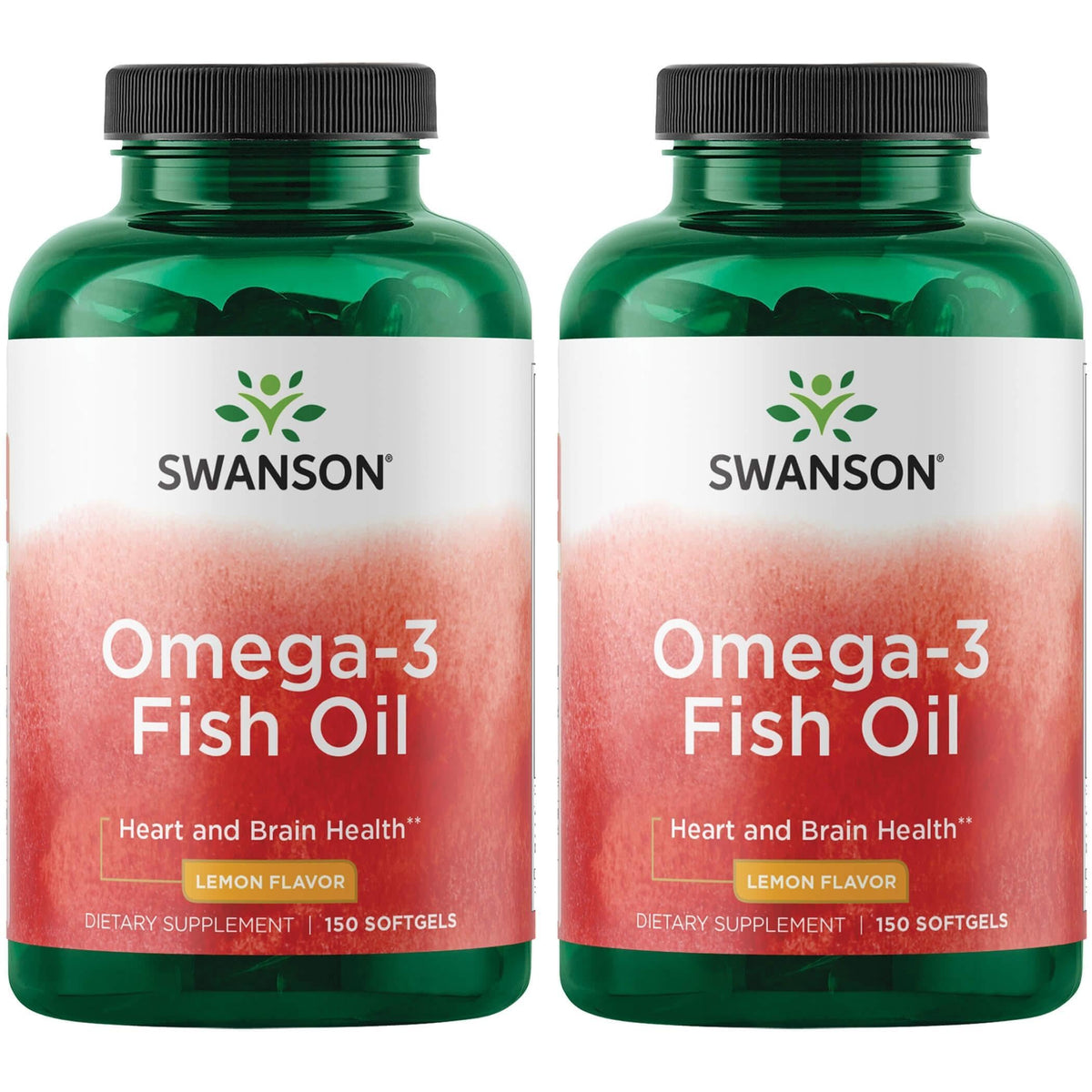 Swanson Omega-3 fish oil softgels in lemon bottle support heart, brain, and joints.