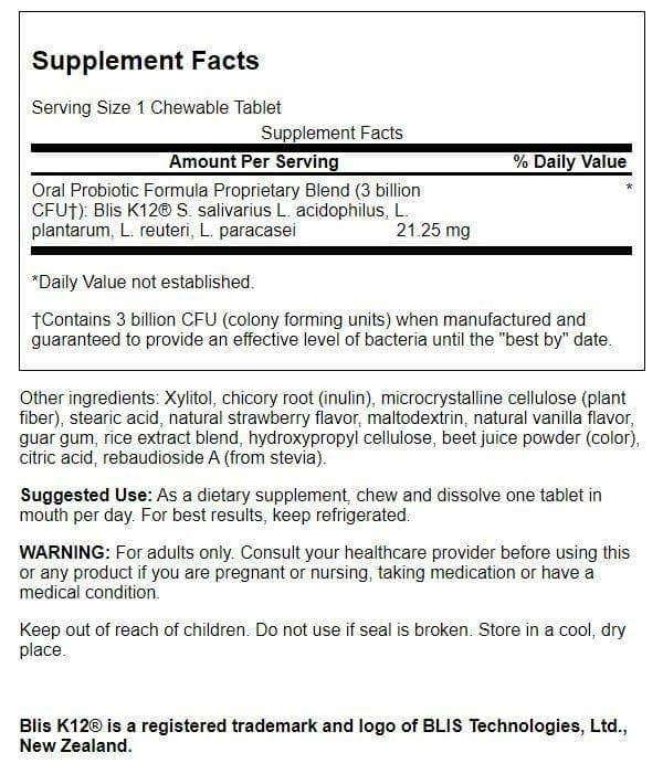 Swanson Oral Probiotic Formula tablet dissolving in the mouth for chewable use