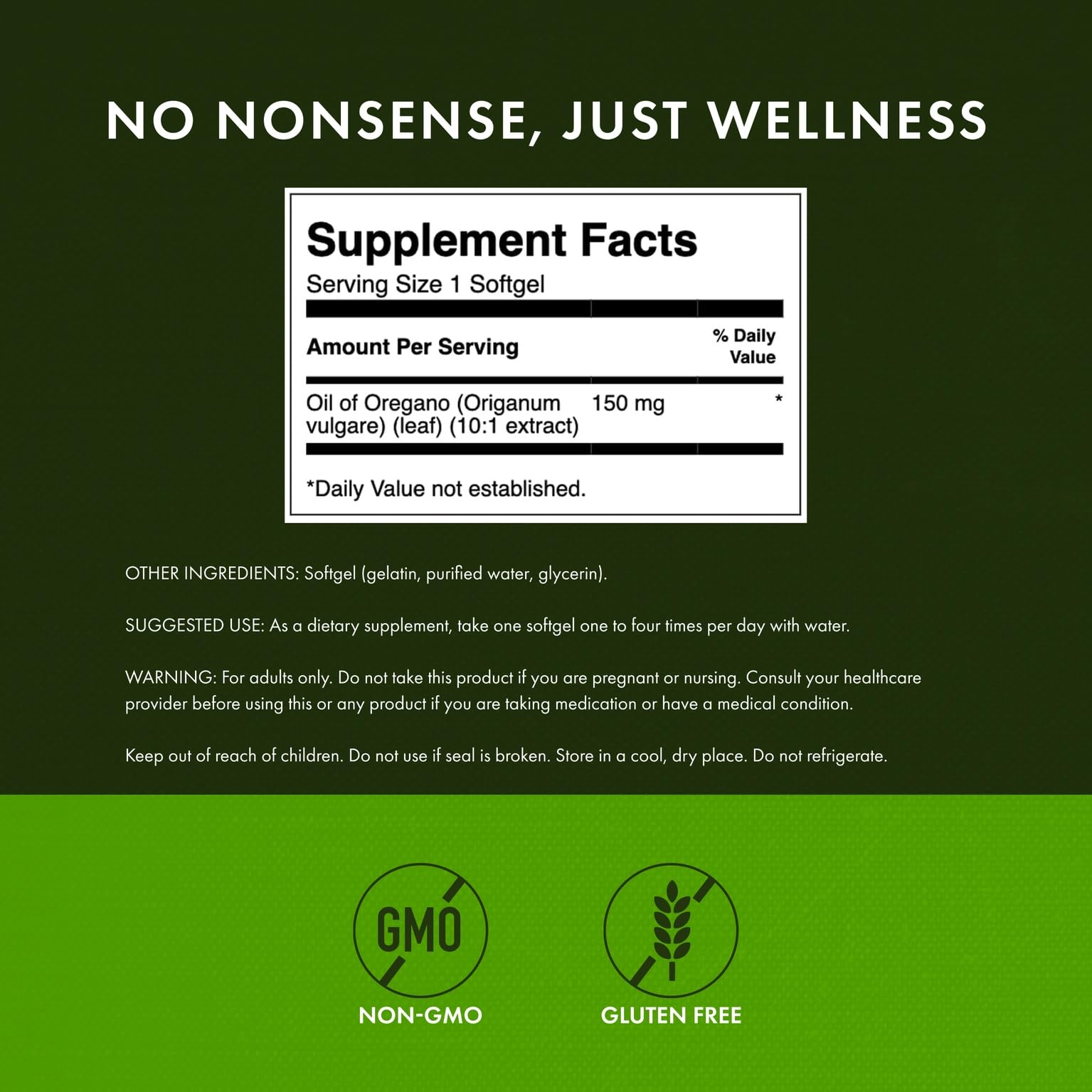 Close-up label of Swanson oregano oil highlighting purity and use