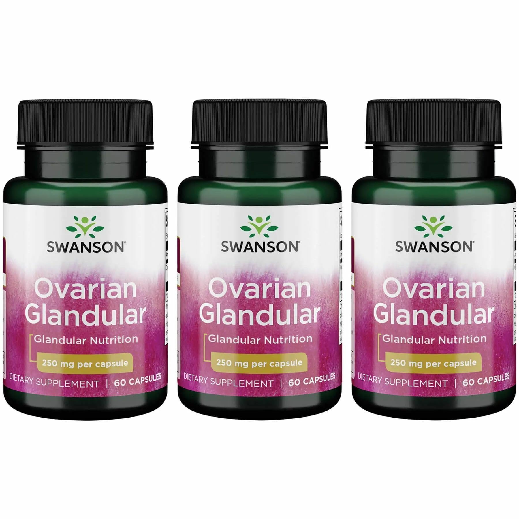 Swanson Ovarian Glandular bottle front — easy daily capsule for wellness routines.