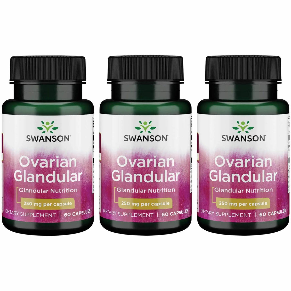 Swanson Ovarian Glandular bottle front — easy daily capsule for wellness routines.