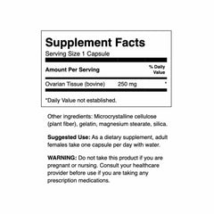 Swanson Ovarian Glandular capsules closeup — ready-to-swallow pills for daily use.