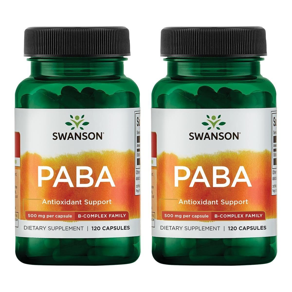 Swanson PABA capsules 120-count package for daily red blood cell support.