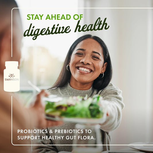 Swanson Prebiotic vegan capsules for convenient daily wellness.