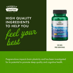 Swanson Ultra Pregnenolone bottle pour into hand to illustrate easy dosing