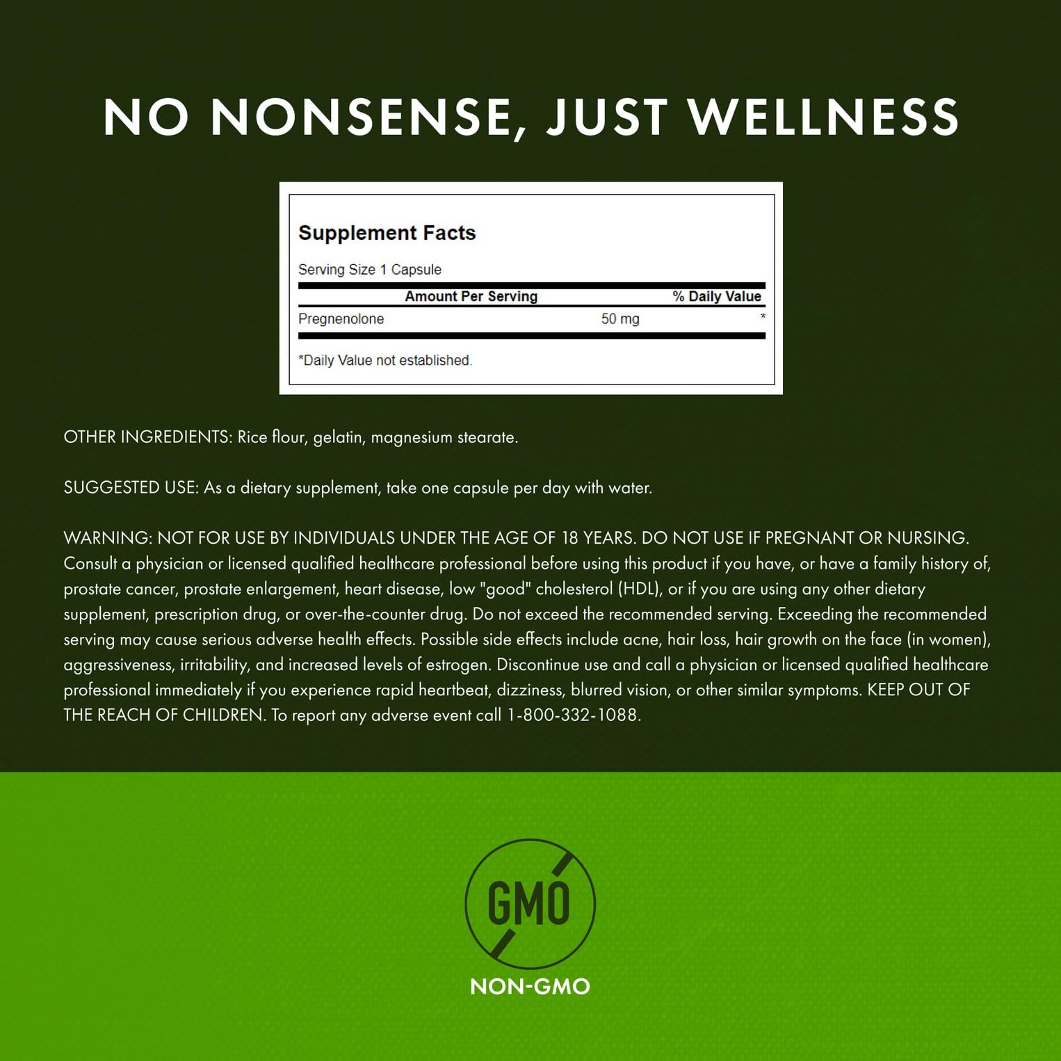 Swanson Ultra Pregnenolone capsules close-up 50 mg per capsule