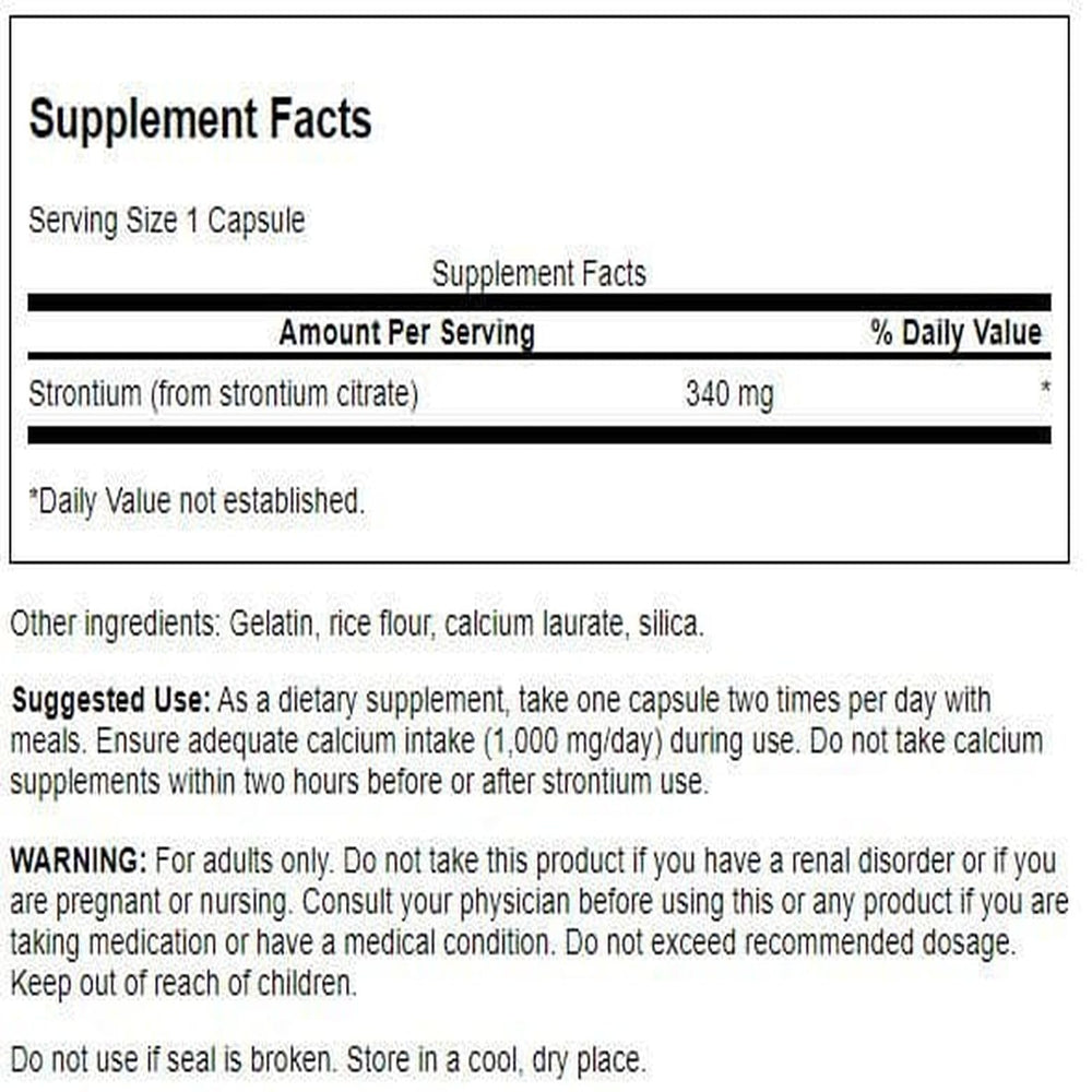 Swanson Premium Brand strontium citrate capsules for easy daily intake