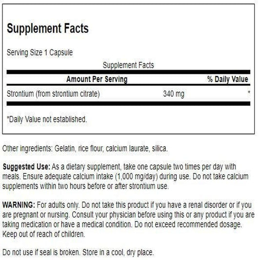 Swanson Premium Brand strontium citrate capsules for easy daily intake