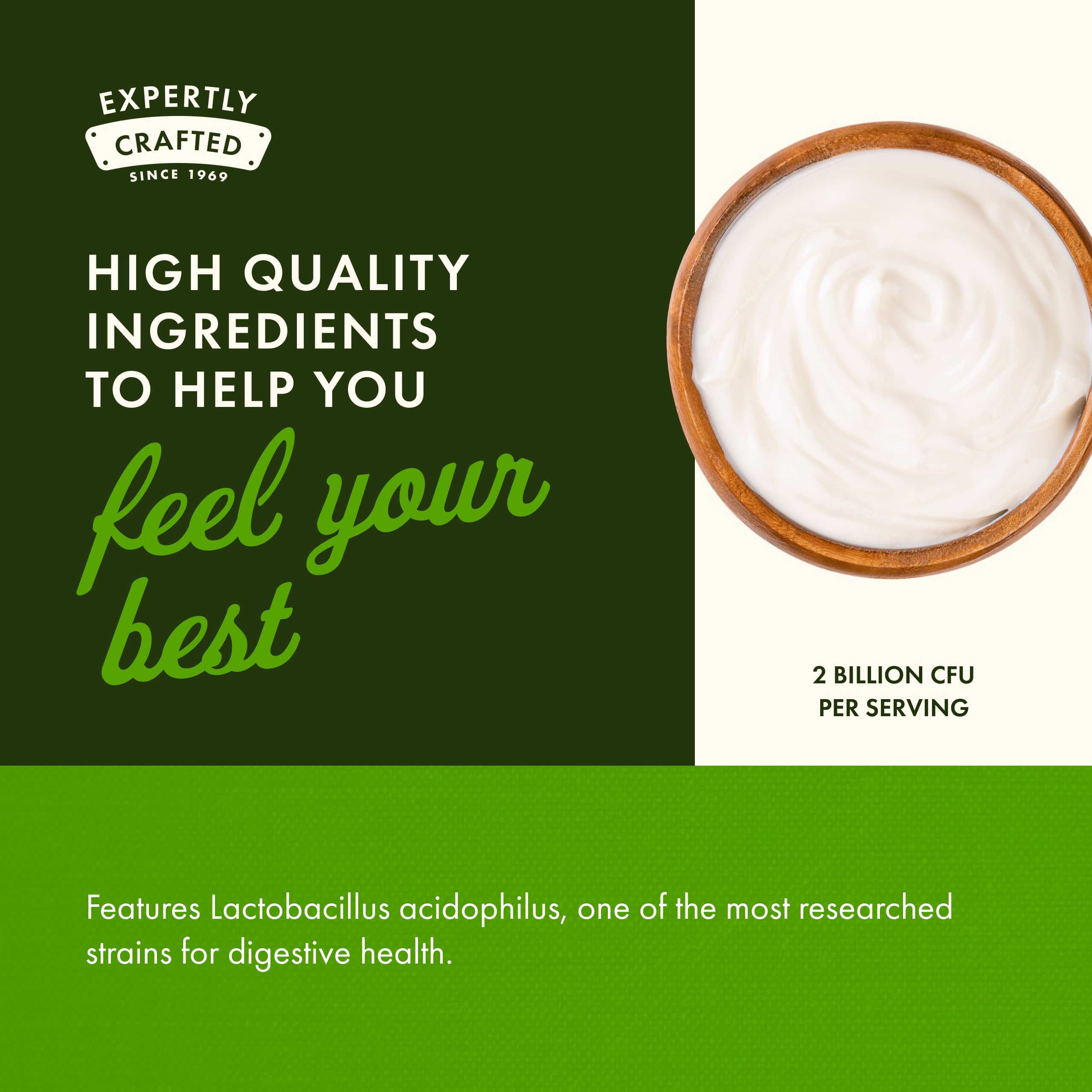 Swanson probiotic bottle on shelf conveys convenient daily wellness.
