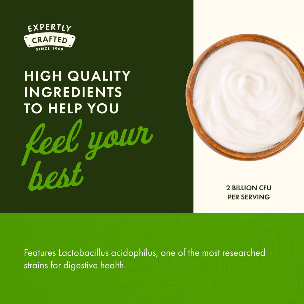 Swanson probiotic bottle on shelf conveys convenient daily wellness.