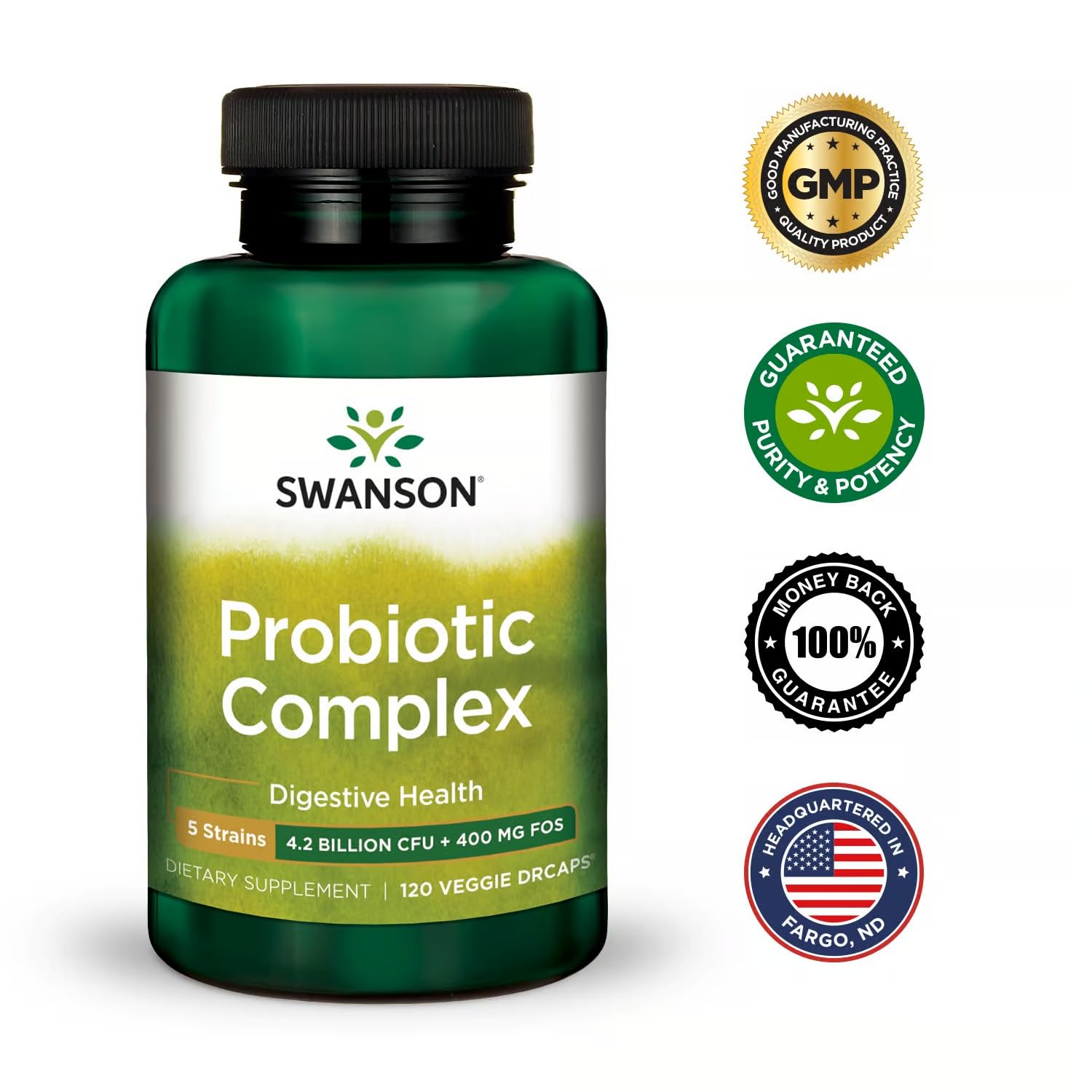 Swanson Probiotic Complex brand-heritage shot nods to Fargo-based quality