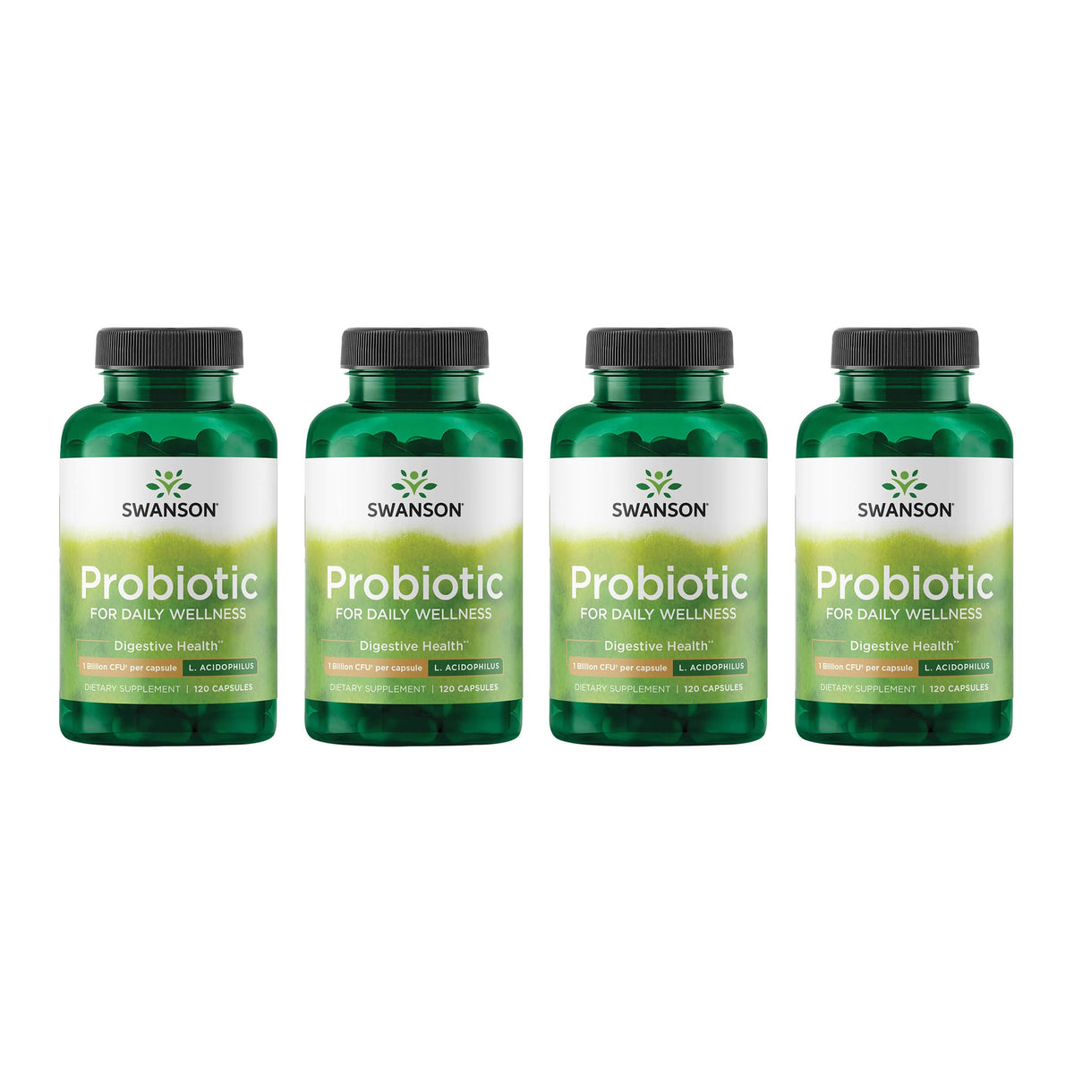 Swanson probiotic digestive health bottle supports daily gut wellness.