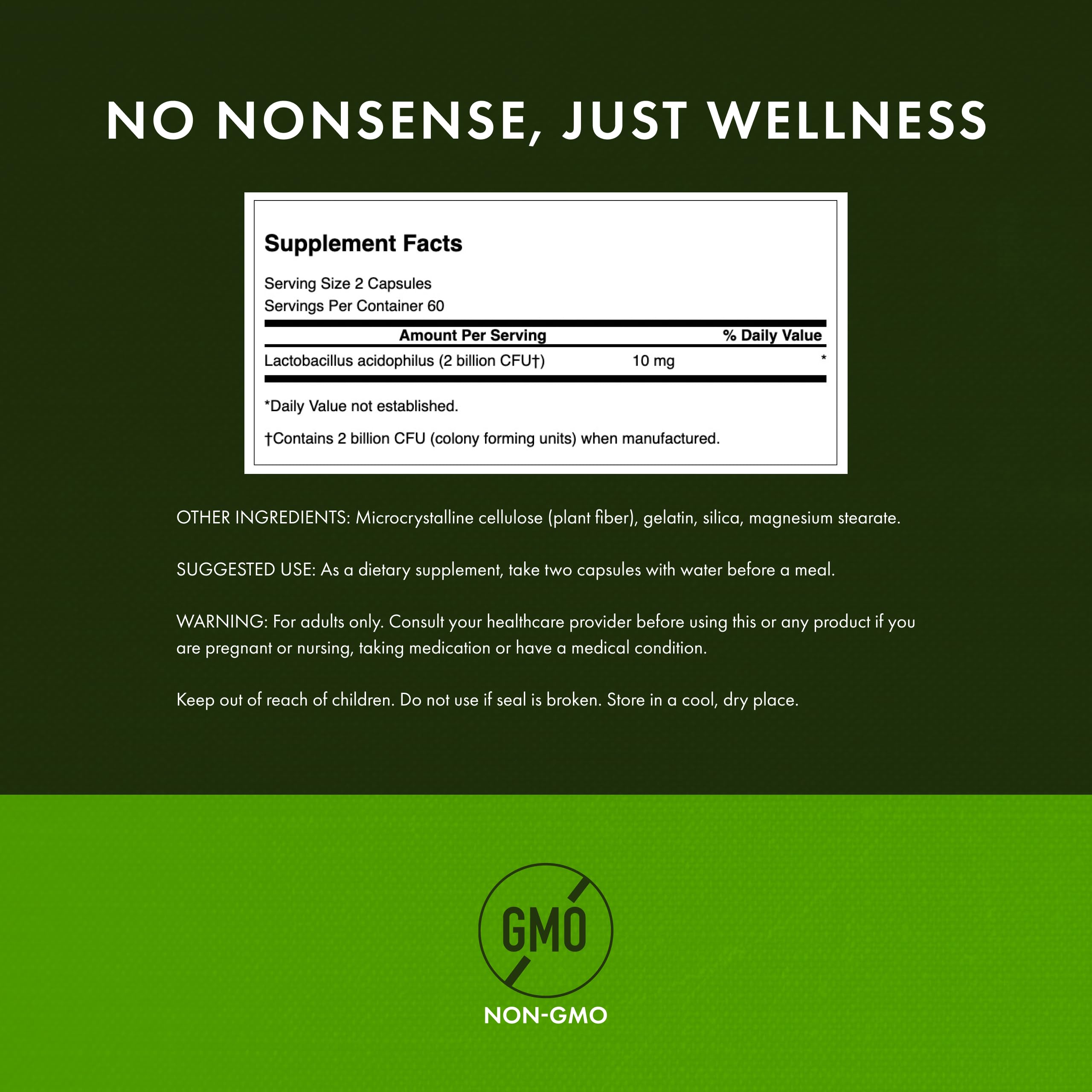 Swanson probiotic label front highlights natural formula and purity.