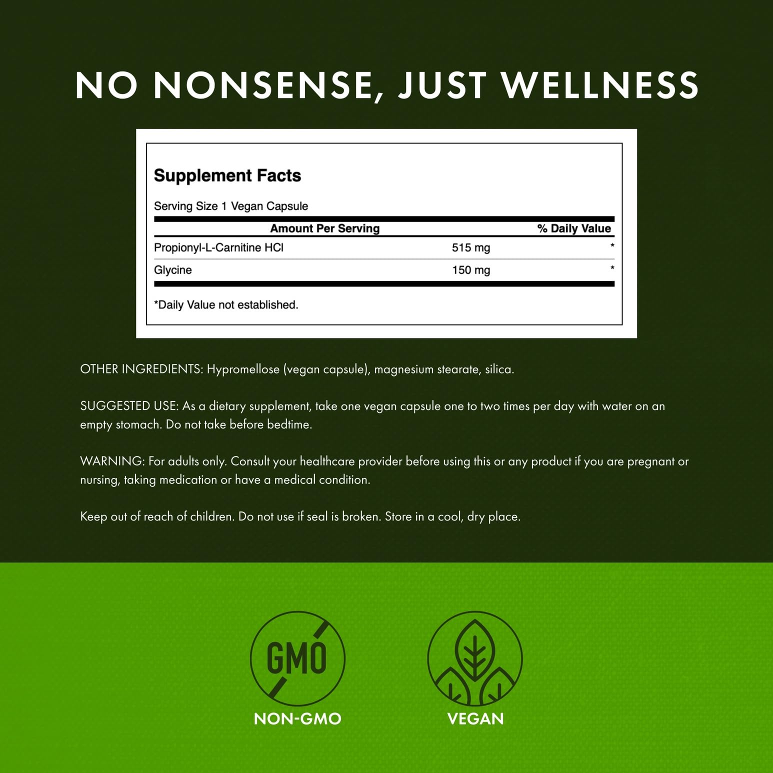 Swanson Propionyl L-Carnitine with Glycine label highlights ingredients and dosage.