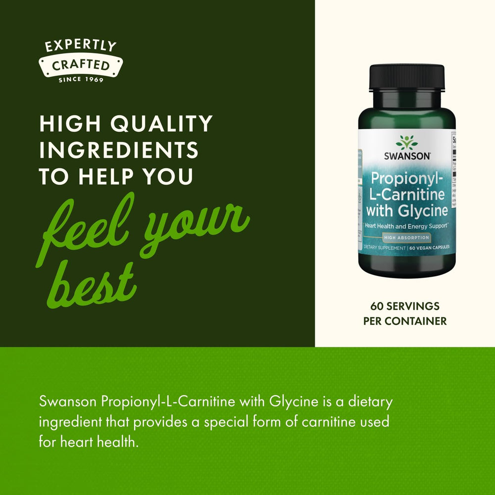 Swanson Propionyl L-Carnitine packaging emphasizes GMP-quality production.
