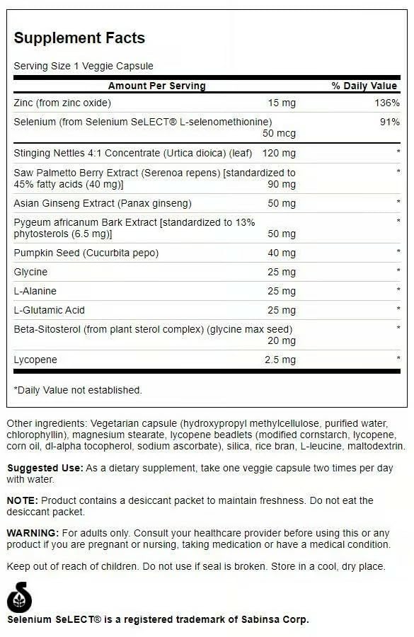 Swanson Prostate Plus capsules close-up highlighting easy use