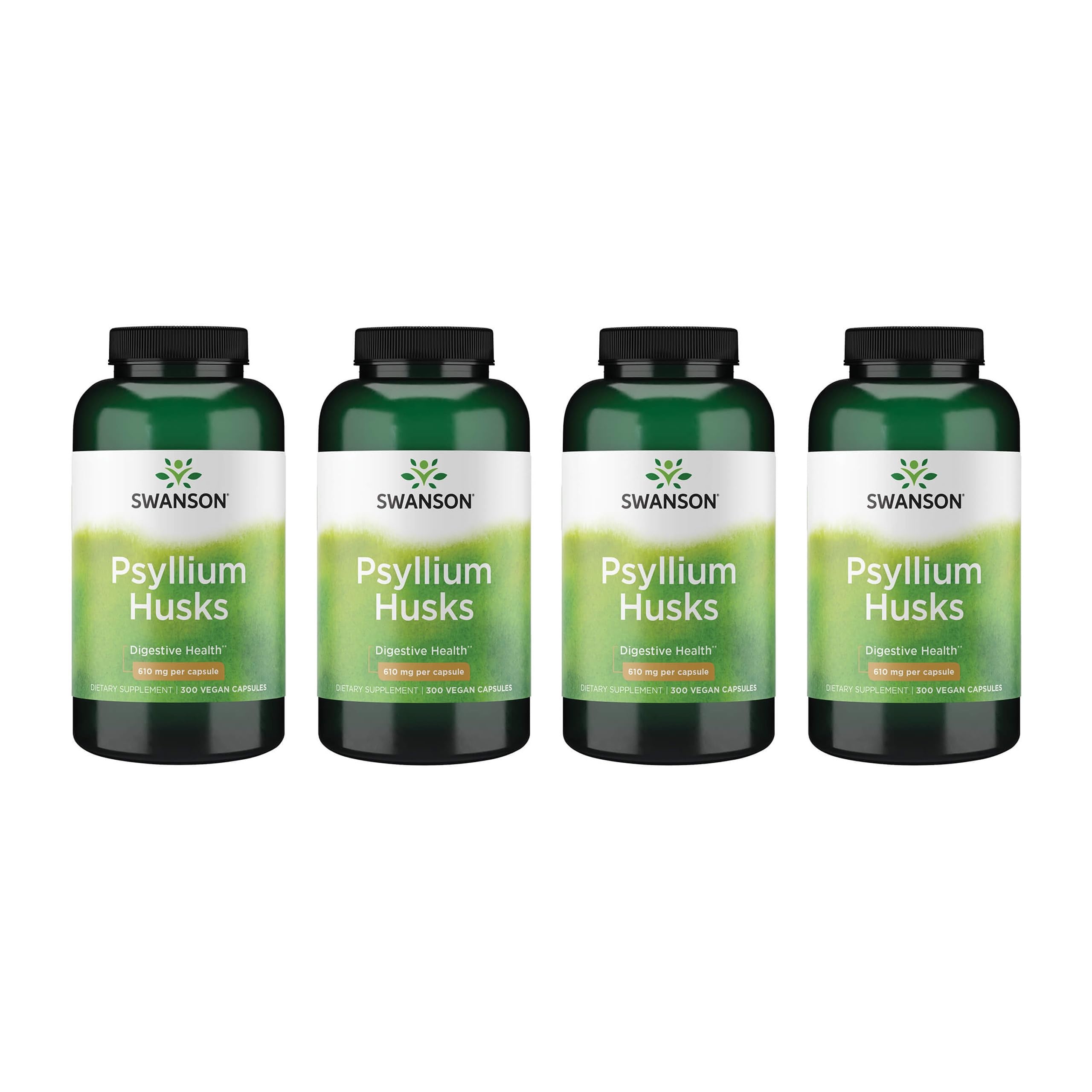 Swanson Psyllium Husk 610 mg bottle front highlighting fiber support for daily wellness
