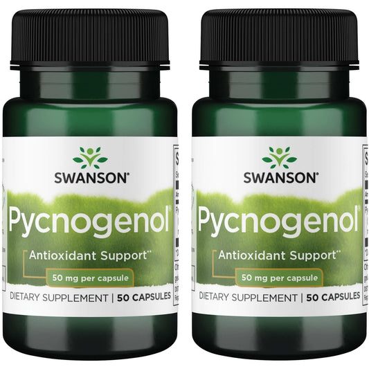 Swanson Pycnogenol 50 mg 50 caps 2-pack bottle front showing compact daily wellness support