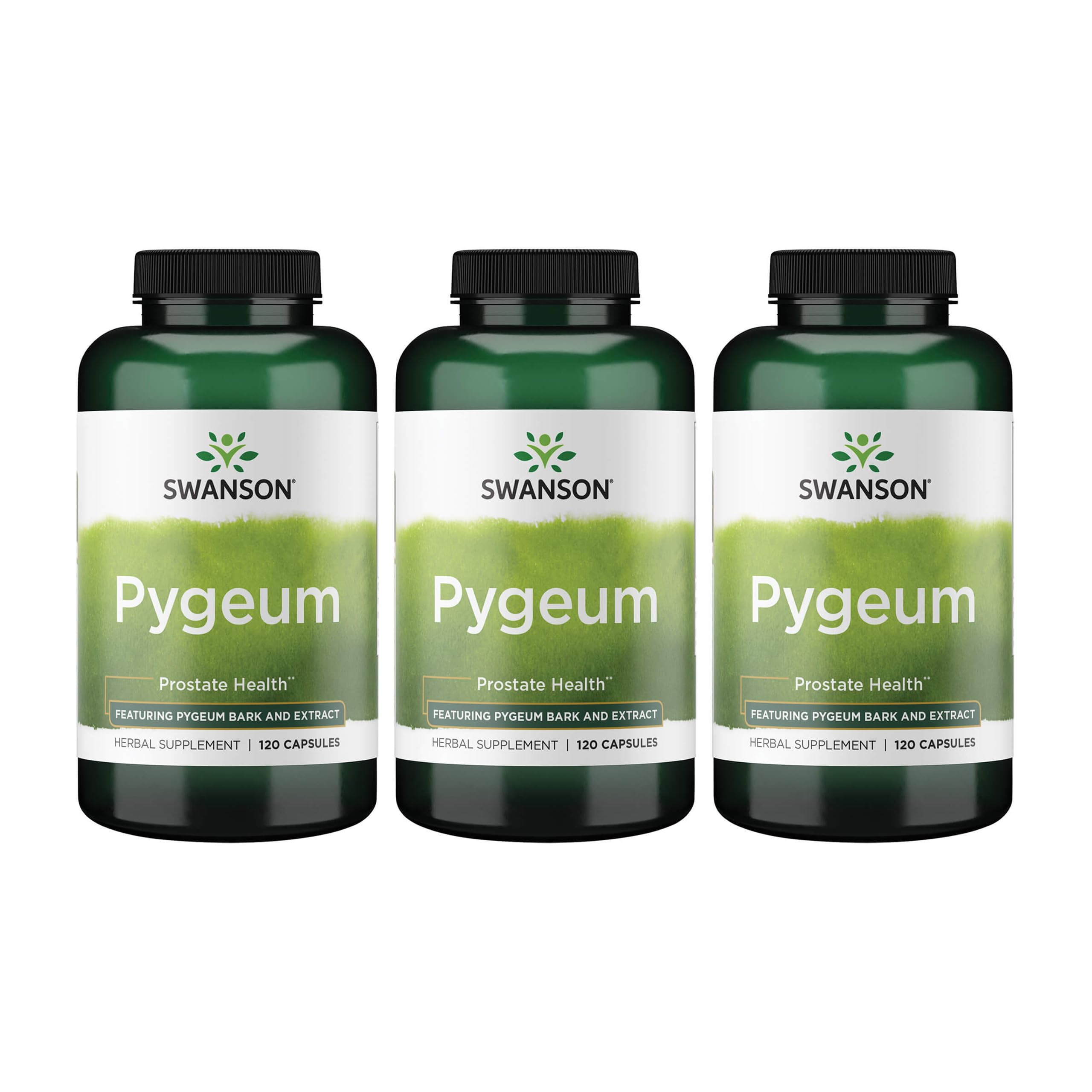 Swanson Pygeum 400mg bottle close-up highlighting dosage for urinary support.