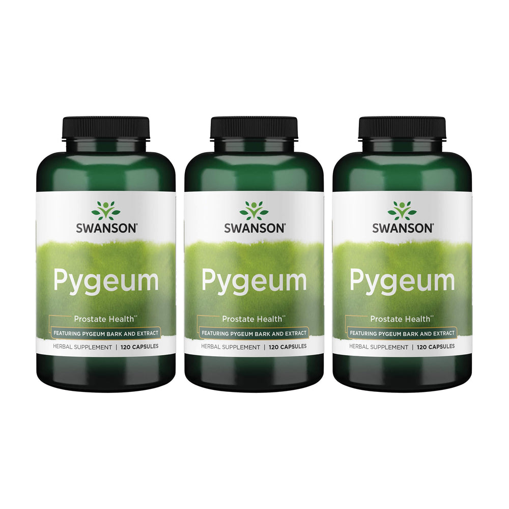Swanson Pygeum 400mg bottle close-up highlighting dosage for urinary support.