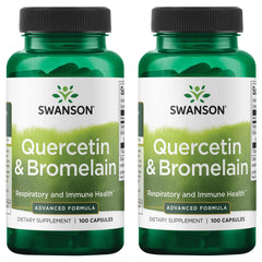Swanson quercetin bromelain bottle for respiratory support and daily wellness.