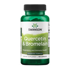 Swanson Quercetin Bromelain capsules for immune support and respiratory function.