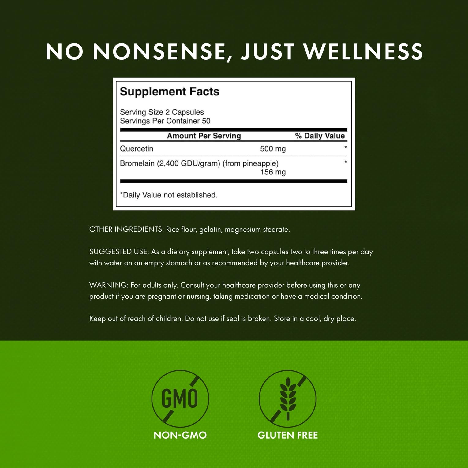 Swanson quercetin bromelain packaging shows product details for informed choices.