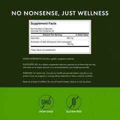 Swanson quercetin bromelain packaging shows product details for informed choices.