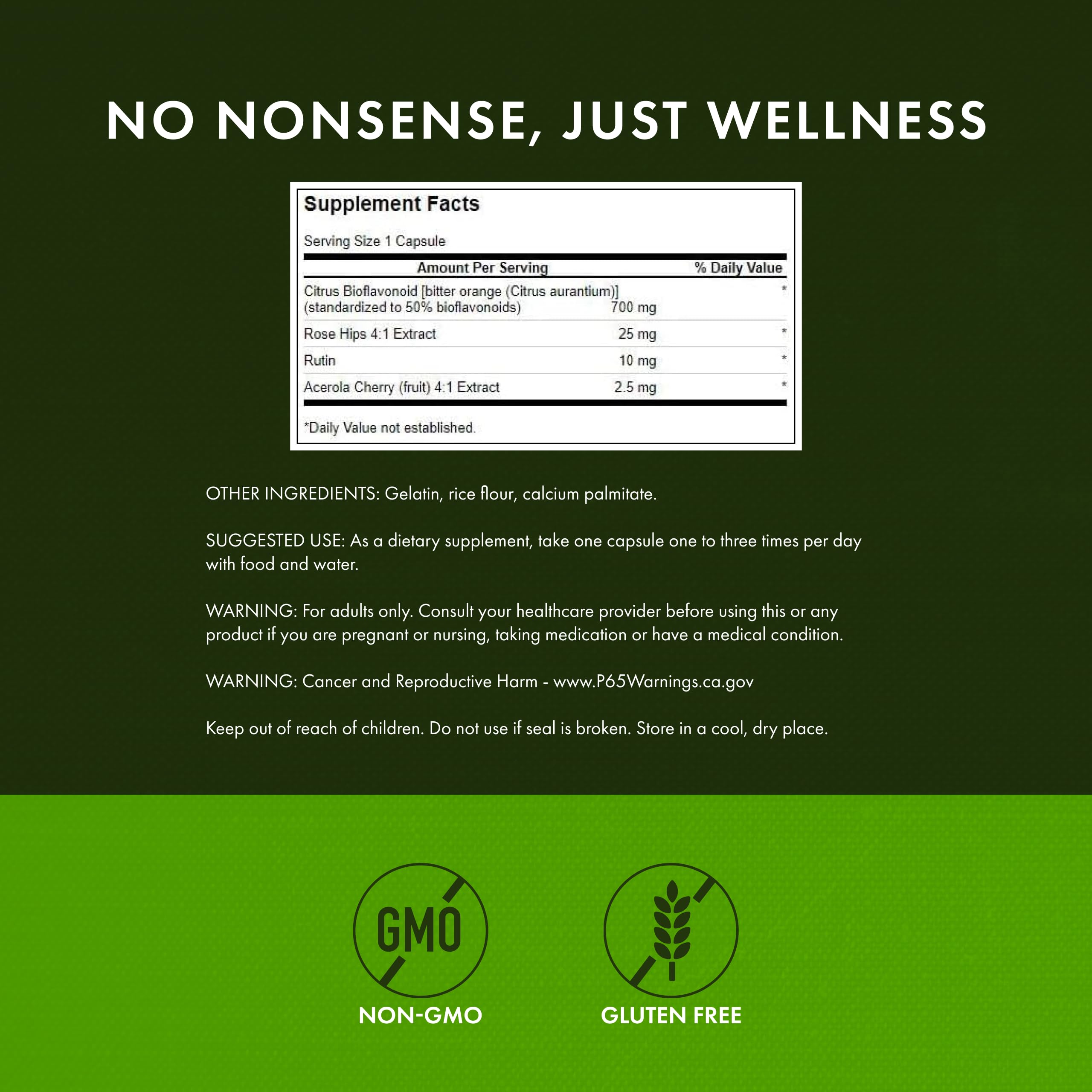 Rose hips and acerola cherry blend in Swanson formula for natural vitamin C support.