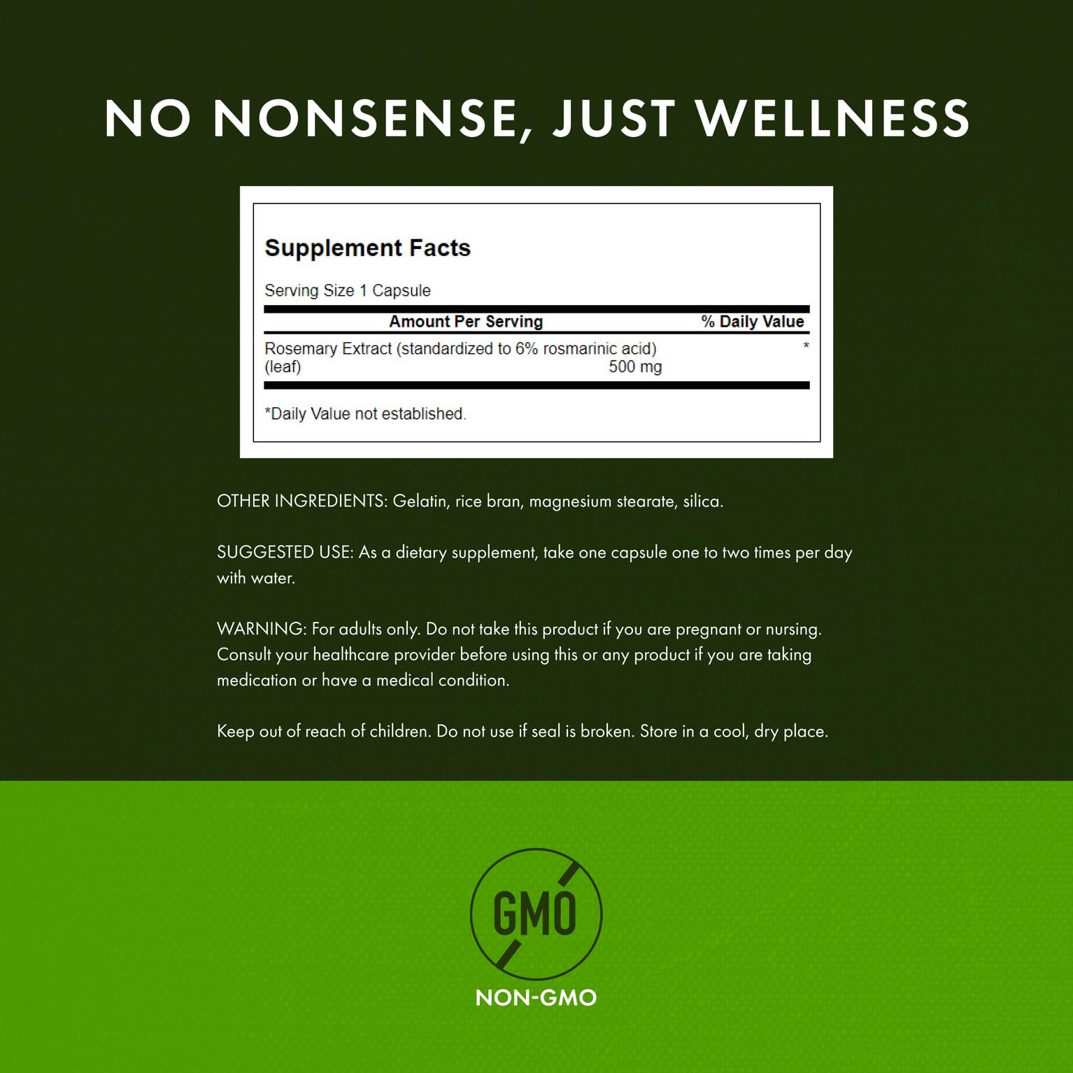 Swanson rosemary extract label close-up highlighting rosmarinic acid for antioxidant potential
