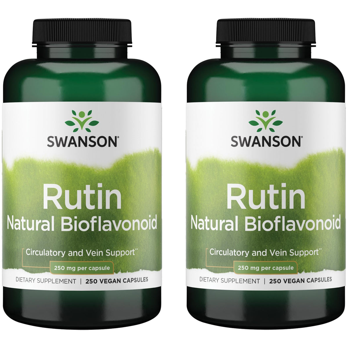Swanson Rutin bottle front view highlights capsule format for easy daily dosing.