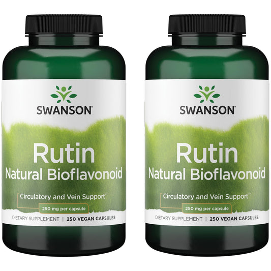 Swanson Rutin bottle front view highlights capsule format for easy daily dosing.