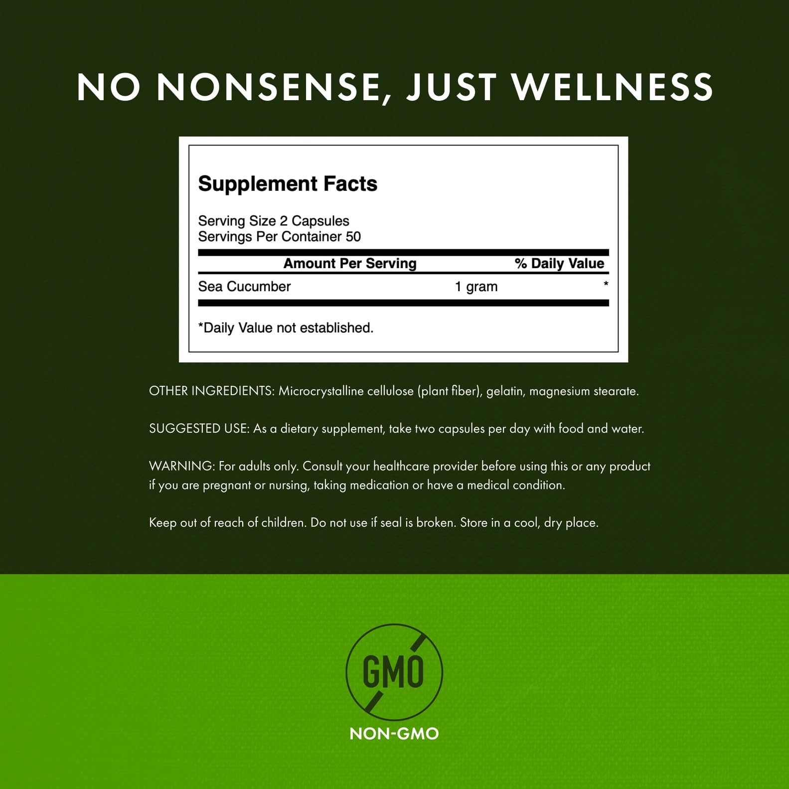 Swanson Sea Cucumber 500mg capsules emphasize dosage for joint health.