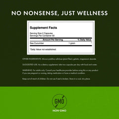 Swanson Sea Cucumber 500mg capsules emphasize dosage for joint health.