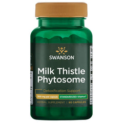 Swanson Siliphos milk thistle bottle showing capsule form for daily support