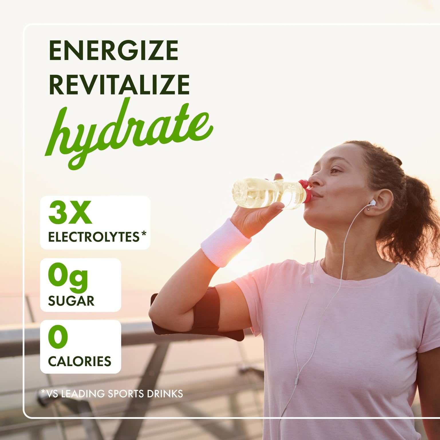 Swanson Simply Hydrate lemon-lime being stirred in a glass for quick electrolyte refreshment.