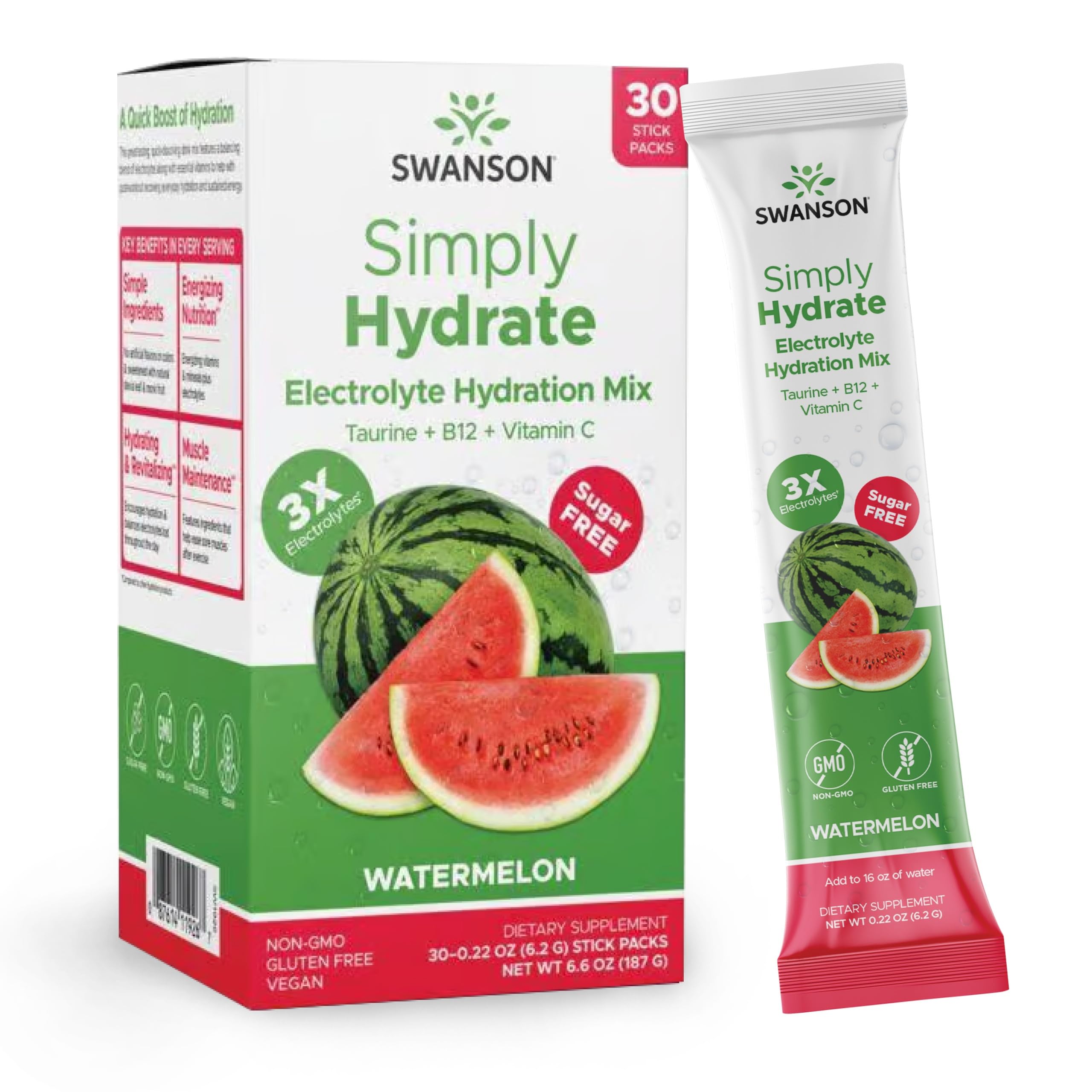 Swanson Simply Hydrate watermelon packet for quick refreshment