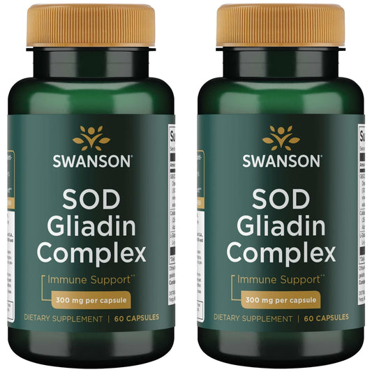 Swanson Sod Gliadin Complex bottle with capsules showing potential antioxidant support