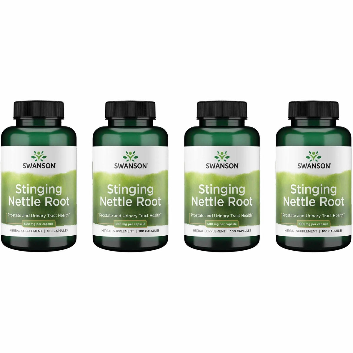 Swanson Stinging Nettle Root capsules bottle shown for daily wellness support.