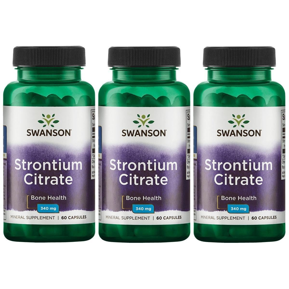Swanson Strontium Citrate 340 mg capsules bottle supporting bone health and dental wellness