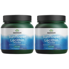 Swanson sunflower lecithin powder bottle front view highlighting vegan, soy-free formula