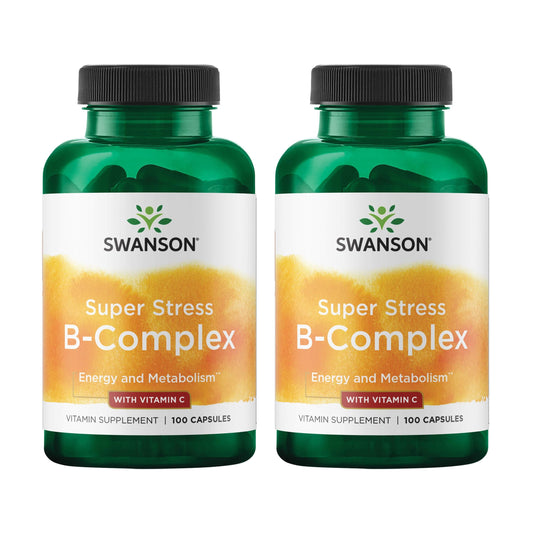 Swanson Super Stress B-Complex bottle with capsules for energy and immune support