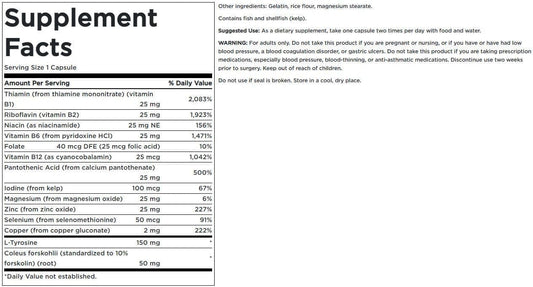 Swanson Thyroid Essentials label close-up highlighting non-GMO formula