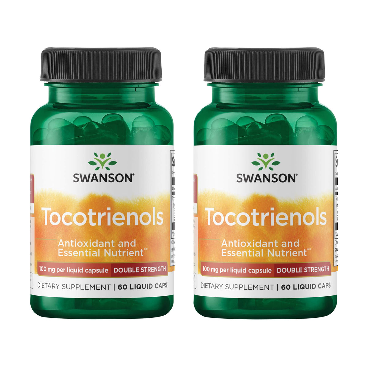 Swanson Tocotrienols bottle front highlighting delta- and gamma-tocotrienols for antioxidant protection