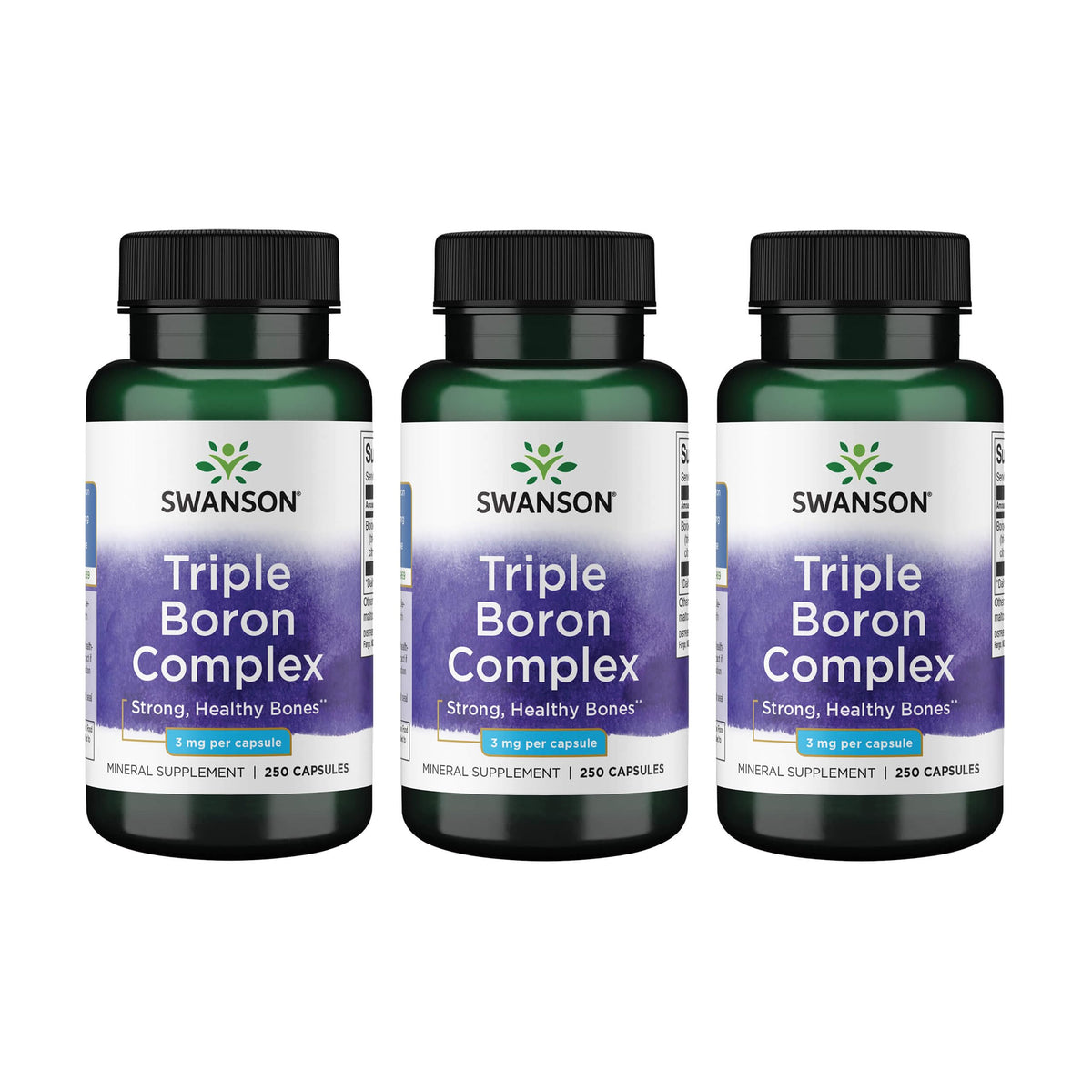 Swanson Triple Boron Complex bottle front showing three boron forms for absorption.