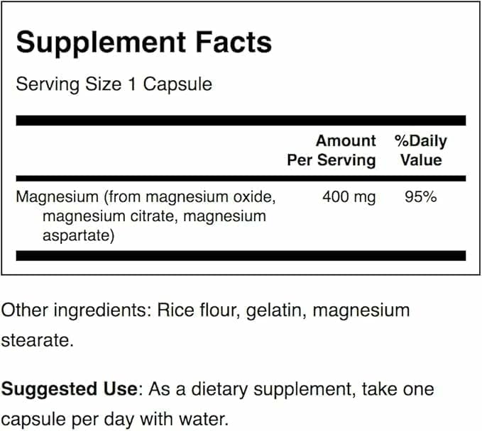 Close-up of Swanson Triple Magnesium capsules showing multiple forms