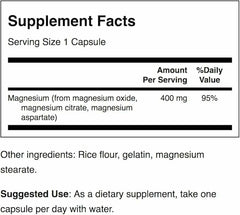 Close-up of Swanson Triple Magnesium capsules showing multiple forms