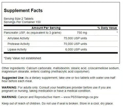 Swanson Pancreatin 4X label close-up highlighting enzyme blend